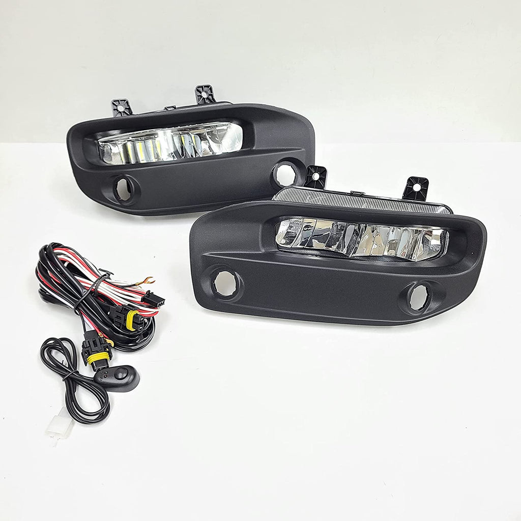 Clear Lens Fog Lights Kit For 2019-2024 Ram 2500 3500, OE Style Clear Lens Built-In LED Fog Lamps Assembly With Mounting Brackets Wire Harness Switch Bezels OEM# ‎68273291AB, 68273292AB, 68449338AA
