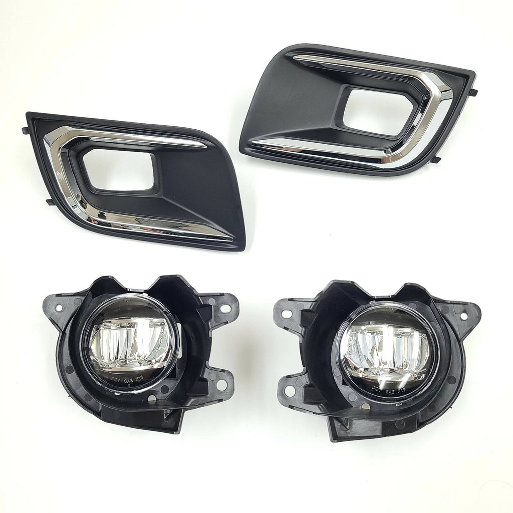 Clear Lens LED Fog Driving Lights Kit For 2018-2022 Toyota Sequoia Chrome Bezel Wire Harness Switch Kit Assembly OEM#81210-0C030 / 81220-0C030 TO2592140 / TO2593140 52030-0C020 / 52040-0C020 TO1038219 / TO1039219