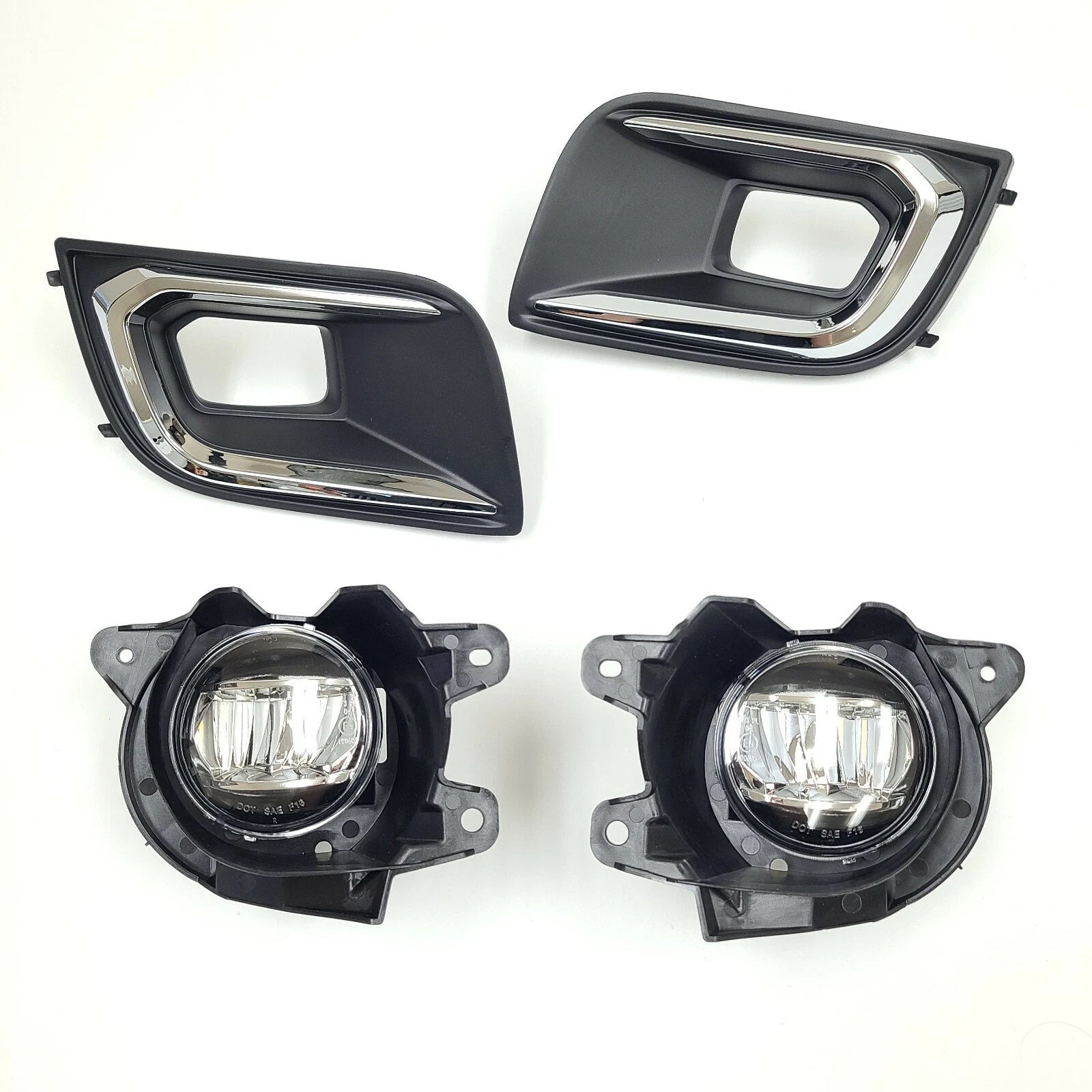 Clear Lens LED Fog Driving Lights Kit For 2018-2022 Toyota Sequoia Chrome Bezel Wire Harness Switch Kit Assembly OEM#81210-0C030 / 81220-0C030 TO2592140 / TO2593140 52030-0C020 / 52040-0C020 TO1038219 / TO1039219