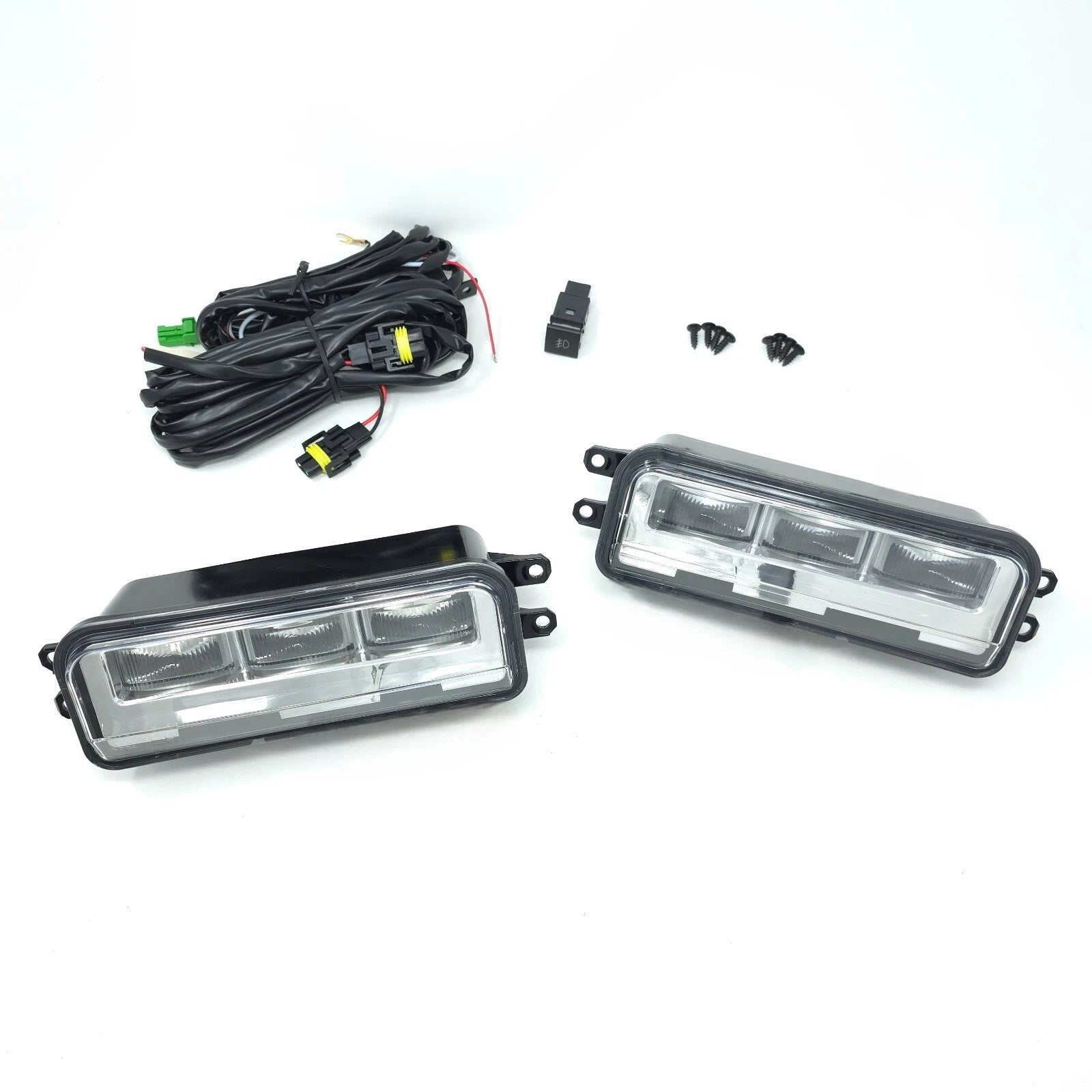 Clear Lens LED Fog Light Kit For 2023-2025 Toyota Sequoia with Wires Switch Relay Dual-Colors With Additional Signal Light Function