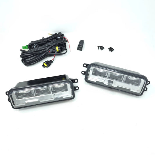 Clear Lens LED Fog Light Kit For 2023-2025 Toyota Sequoia with Wires Switch Relay Dual-Colors With Additional Signal Light Function