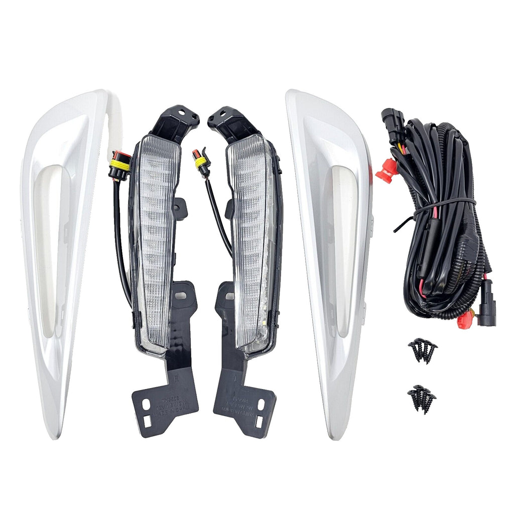  For 2019-2022 Toyota Prius Built-in LED Fog light w/DRL - White LED Running Lights + Yellow Signal Lights Kit - Complete with Bezels and Wiring Harness - OE Fitment