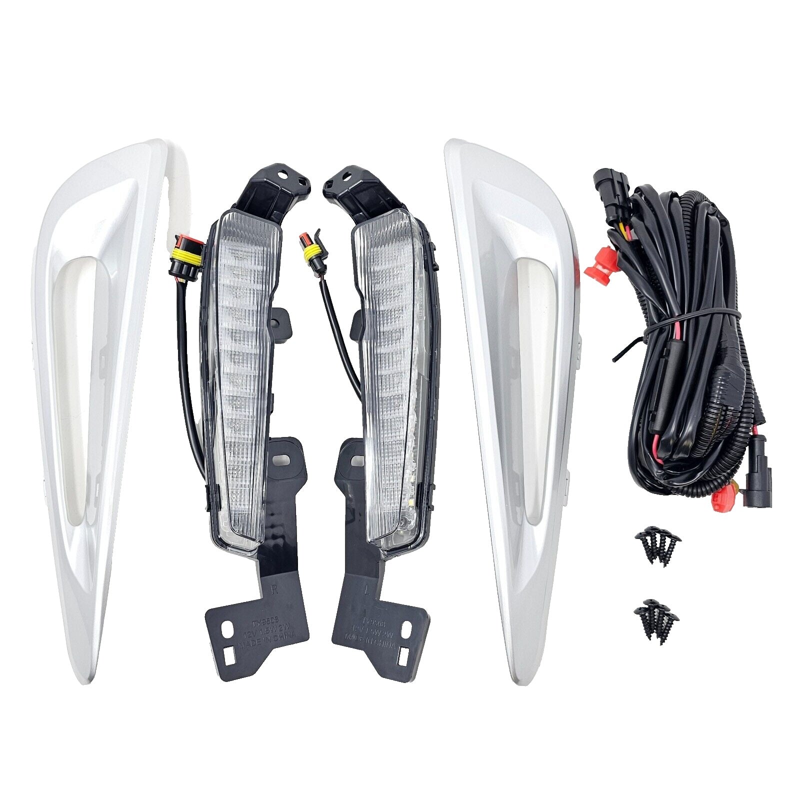  For 2019-2022 Toyota Prius Built-in LED Fog light w/DRL - White LED Running Lights + Yellow Signal Lights Kit - Complete with Bezels and Wiring Harness - OE Fitment