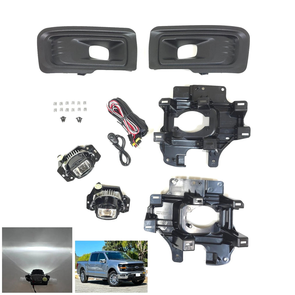 For 2024-2025 Ford F-150 F150 STX XL XLT LED Fog Light Kit with Switch Bezel Wire Bracket