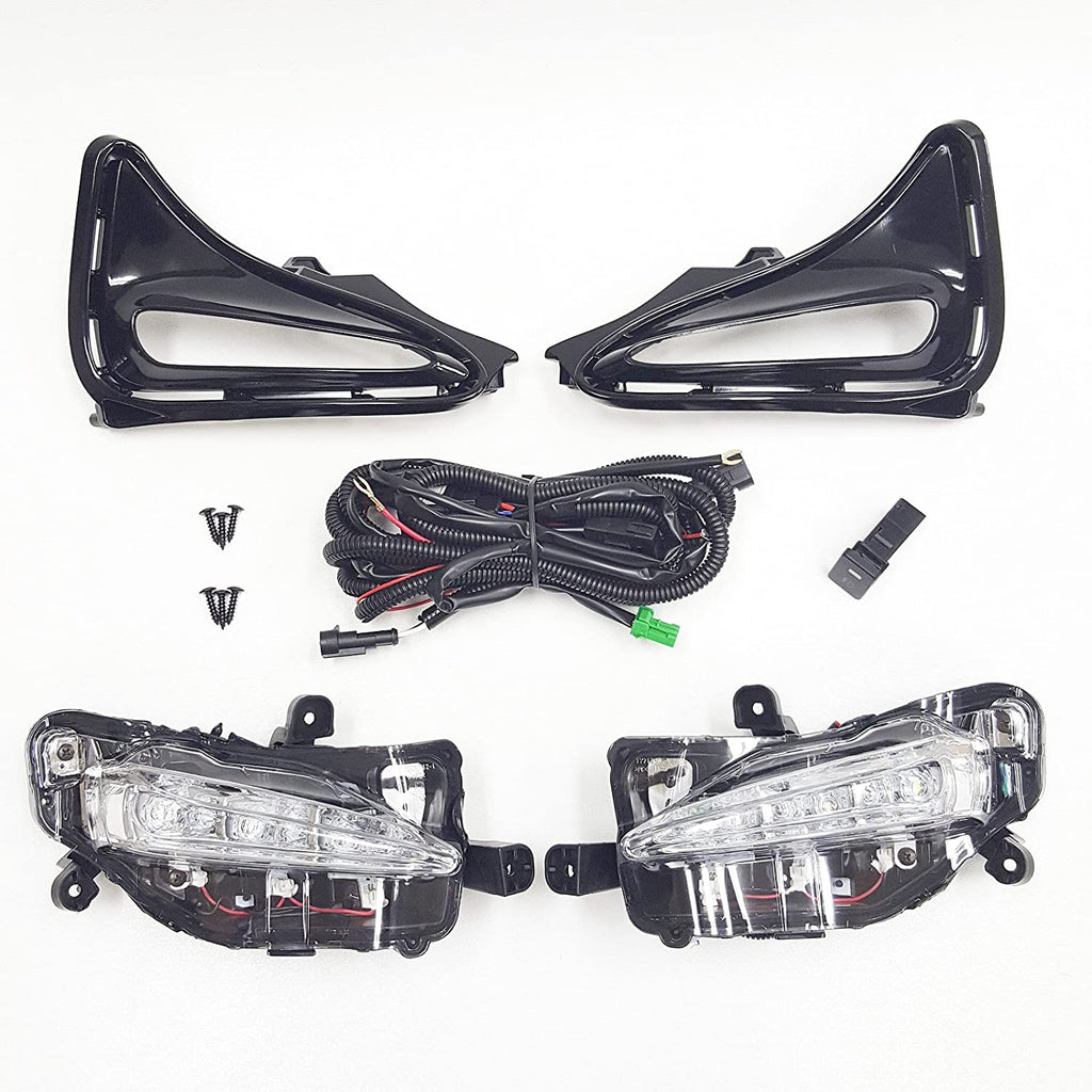 For 2017-2019 Toyota Corolla L LE XLE Built-in LED DRL Fog Driving Light with Switch Bezel Wires NOT FIT COROLLA "SE" or "XSE" or "50th Anniversary" MODEL