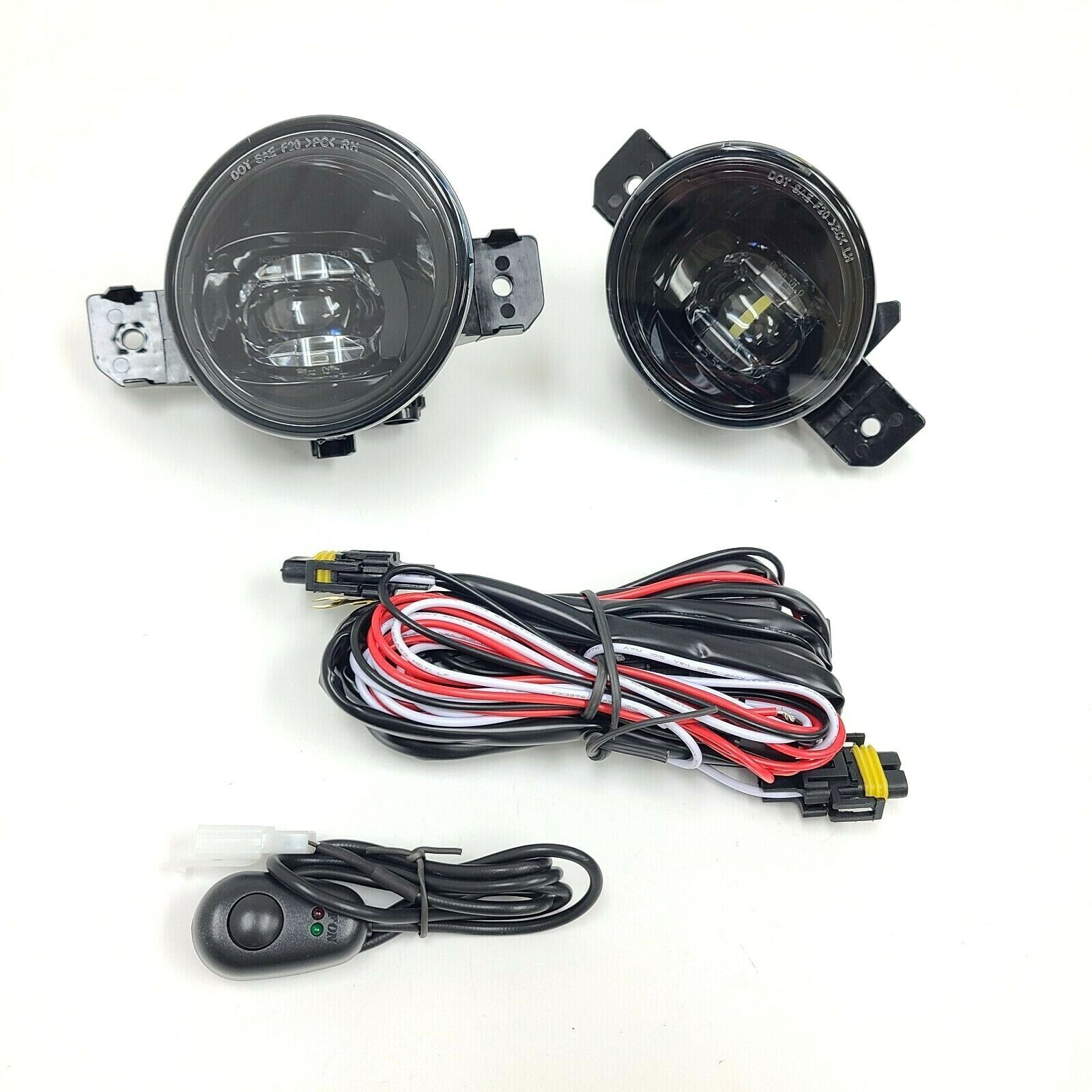 Built-in LED Fog Lights Kit for 2011 Infiniti G37 (OE Style, Clear Lens) with Switch, Wires, Relay OEM#NI2593122 / NI2592122, 261559B91C / 261509B91C