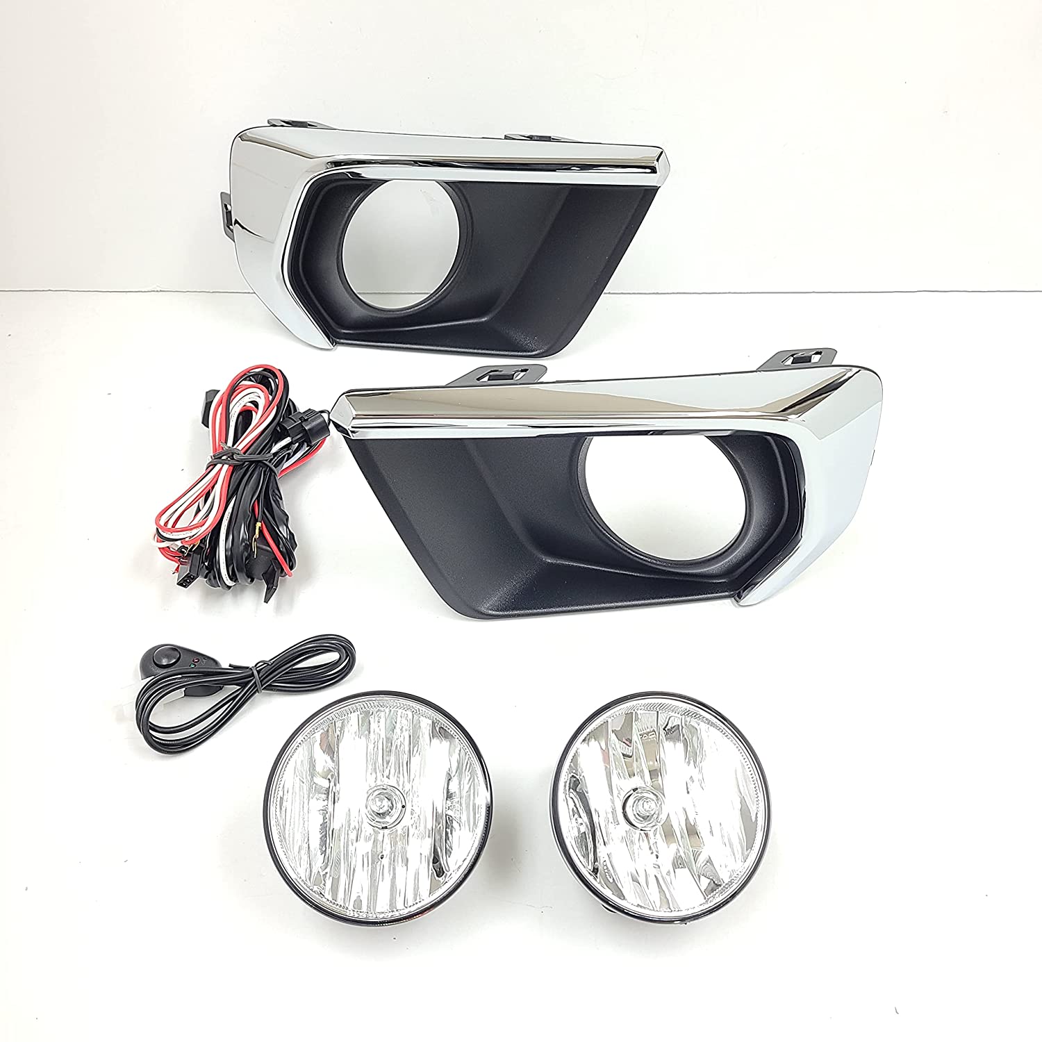 Clear Lens Fog Lights Kit For 2021-2022 Chevrolet Chevy Colorado with Wires Switch Chrome Bezel Relay OEM# 15839896, GM2590104,84750570 / 84750569,GM1039271 GM1038271