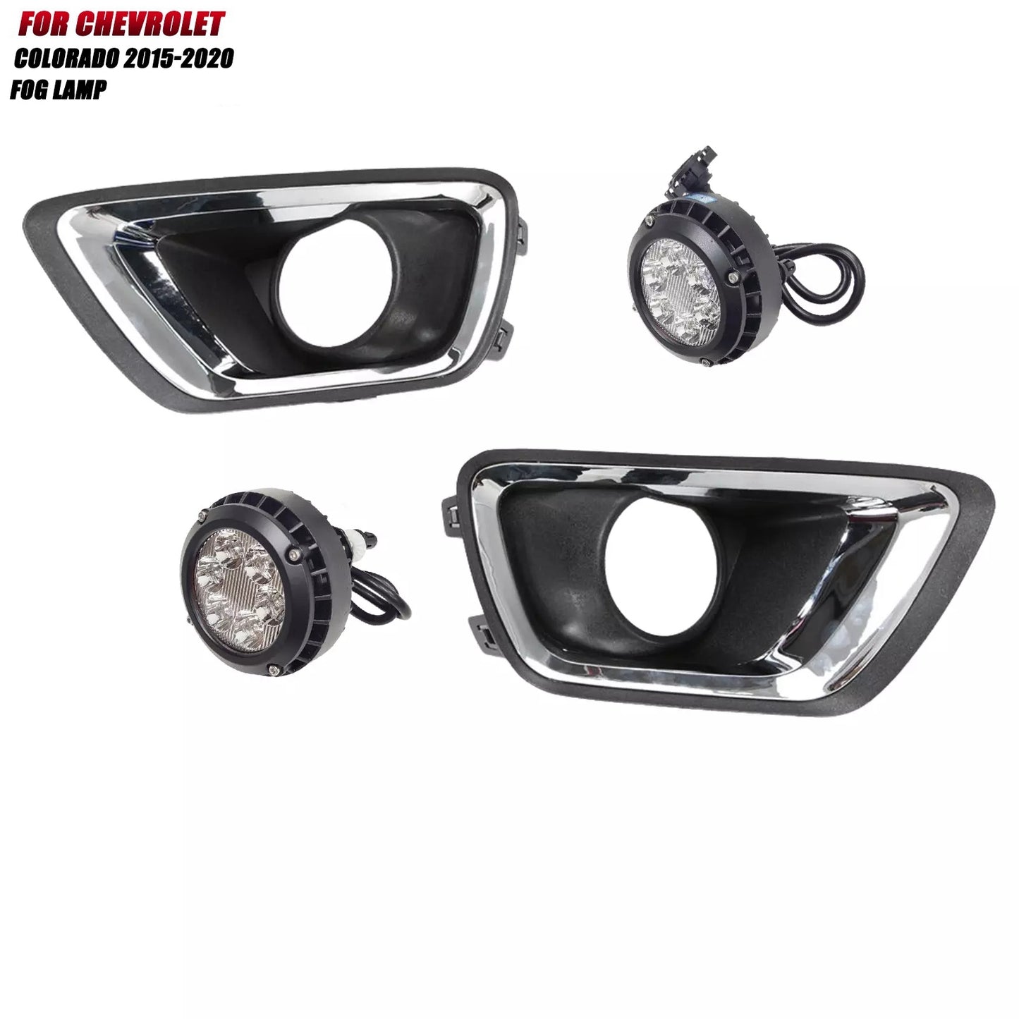 Clear Lens LED Fog Lights Kit For 2015-2020 Chevrolet Colorado with Bezel 5202 Plug OEM# 22891701 / 22891700 GM1039176 / GM1038176 GM2590104 15839896