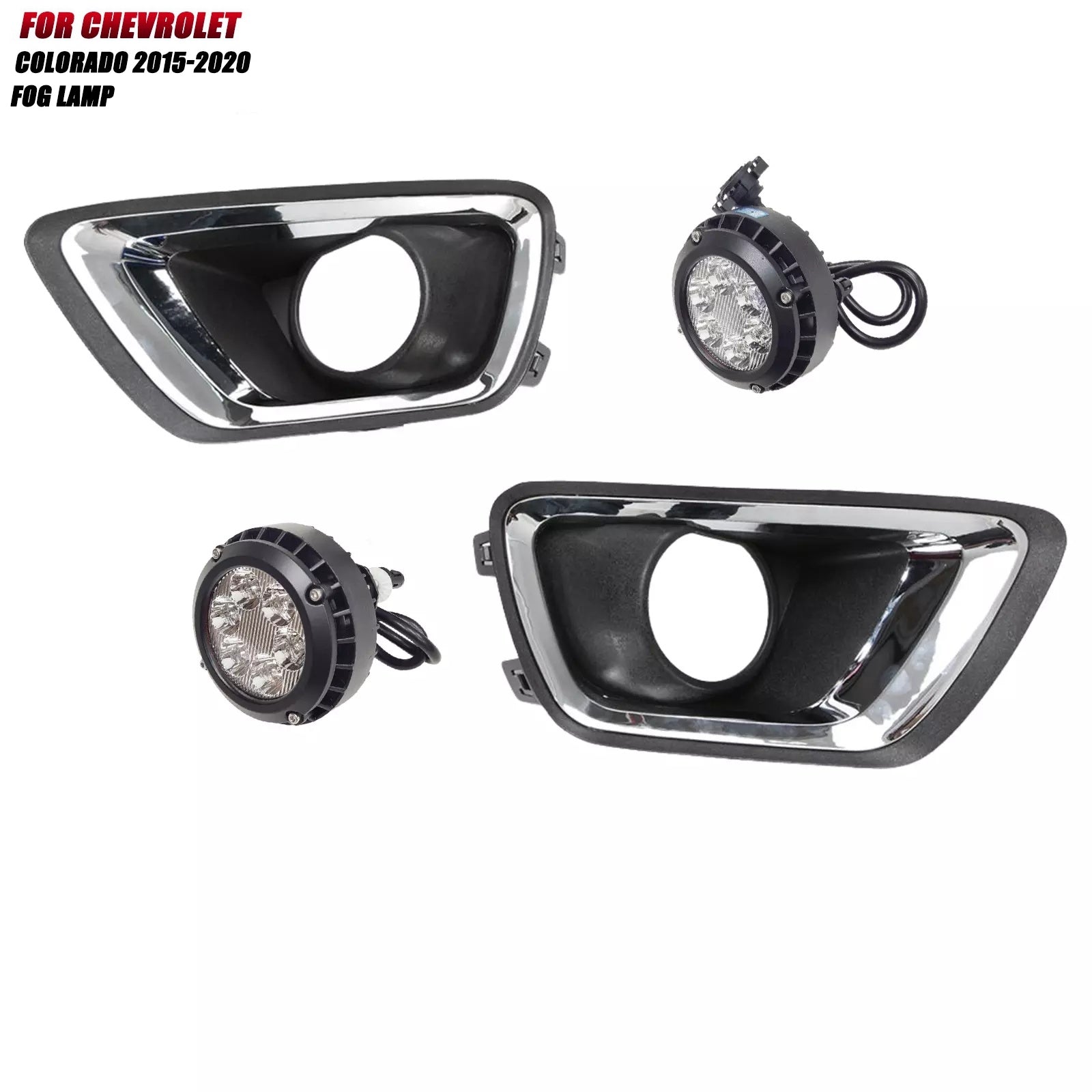 Clear Lens LED Fog Lights Kit For 2015-2020 Chevrolet Colorado with Bezel 5202 Plug OEM# 22891701 / 22891700 GM1039176 / GM1038176 GM2590104 15839896