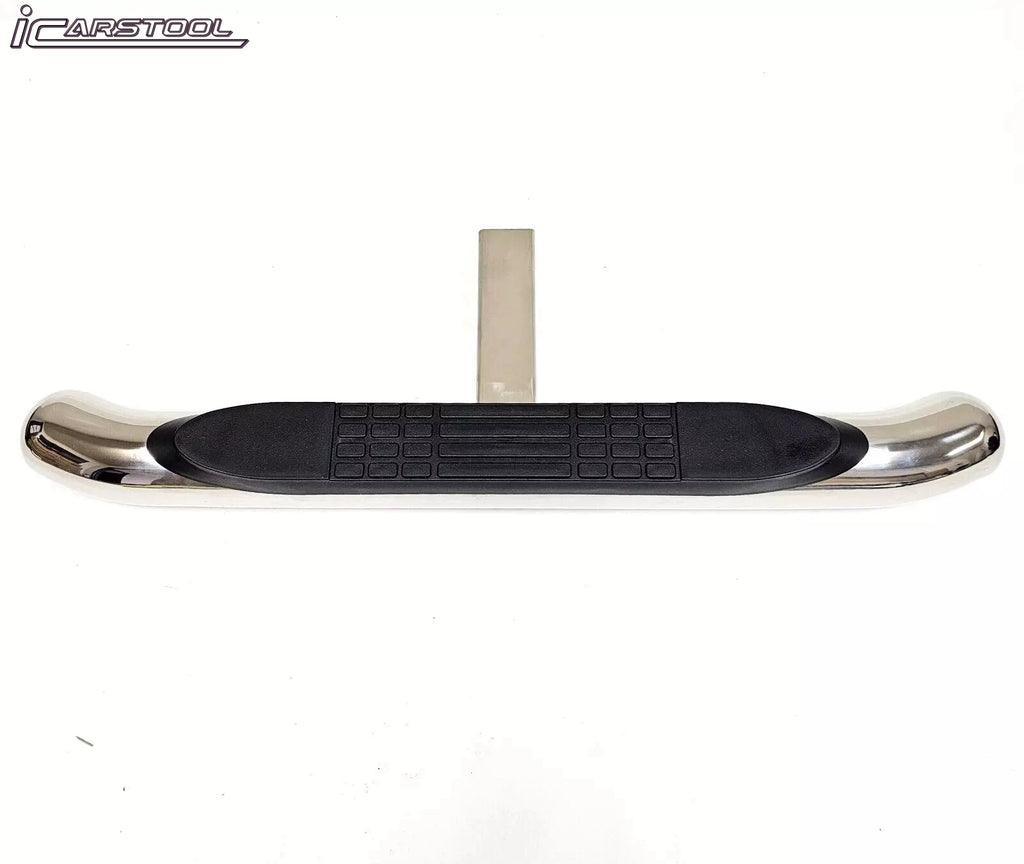 For 2" Receiver Truck RV SUV Heavy Duty Steel Tow Hitch Step Bar Bumper Guard Protect Chrome 28x3 Polish Anti Slip Pad Round Curved Ends