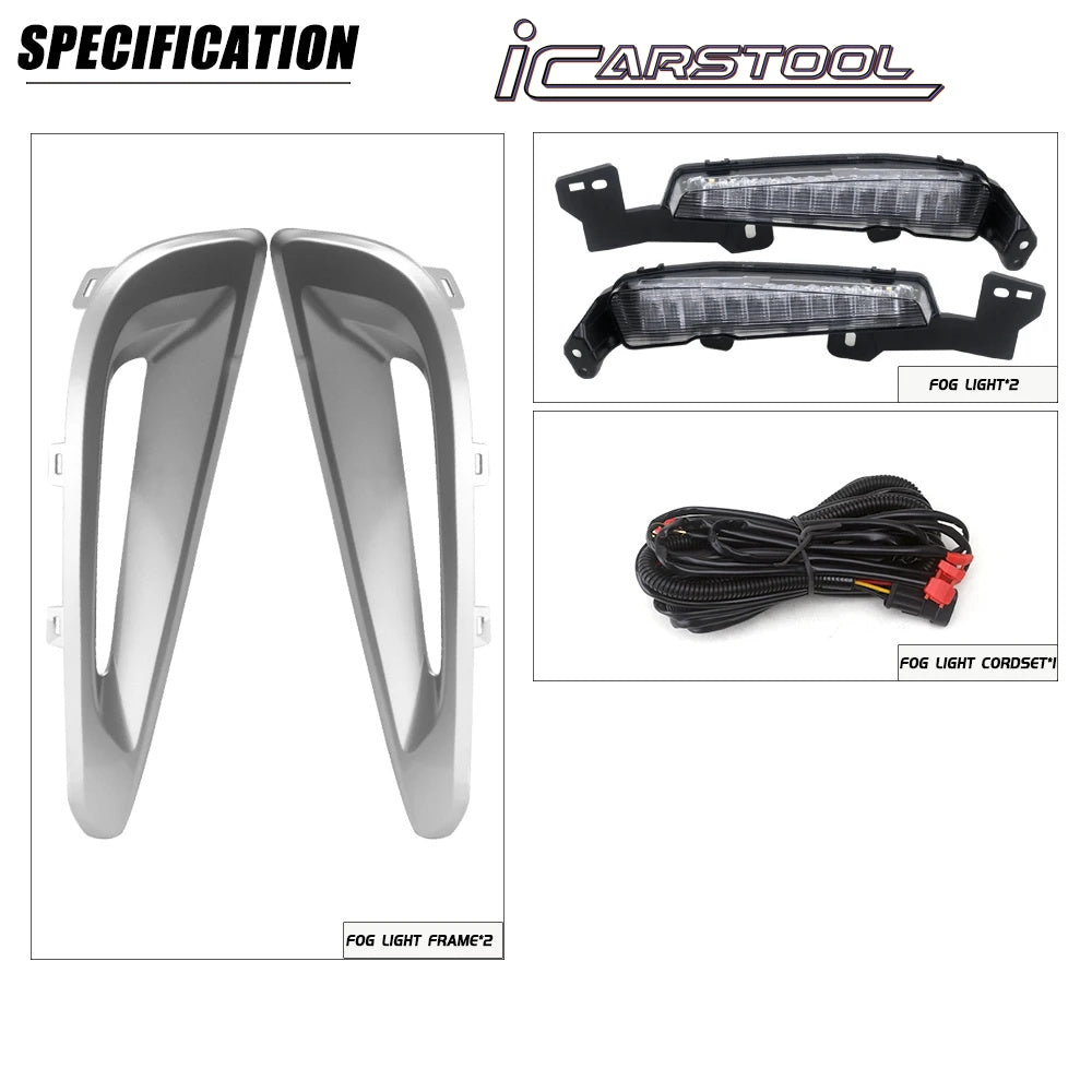  For 2019-2022 Toyota Prius Built-in LED Fog light w/DRL - White LED Running Lights + Yellow Signal Lights Kit - Complete with Bezels and Wiring Harness - OE Fitment