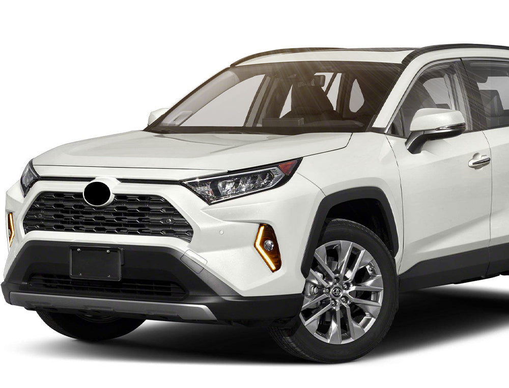 Dual Color LED Fog Driving Lights Kit Wire Switch Bezel For 2019 2020 2021 2022 2023 2024 Toyota Rav4 Rav 4 White DRL Amber Signal Sequential Accessories Lamps