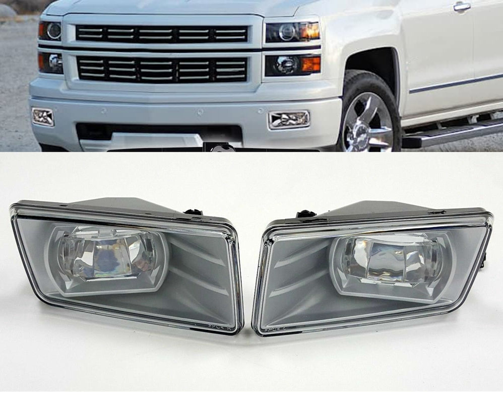 Built-in LED For 2007-2014 Chevrolet Tahoe with Off Road Package Model Only Front Bumper Clear Fog Driving Lights Set OEM# 22872763 / 22872762 /GM2593160 / GM2592160