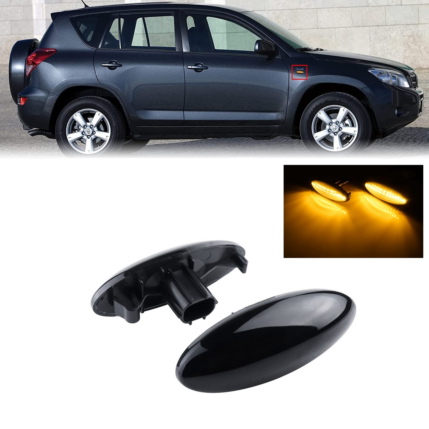 For 2005 - 2009 Toyota Yaris Hatchback (XP90) Smoked Lens Amber LED Signal Side Marker Lights