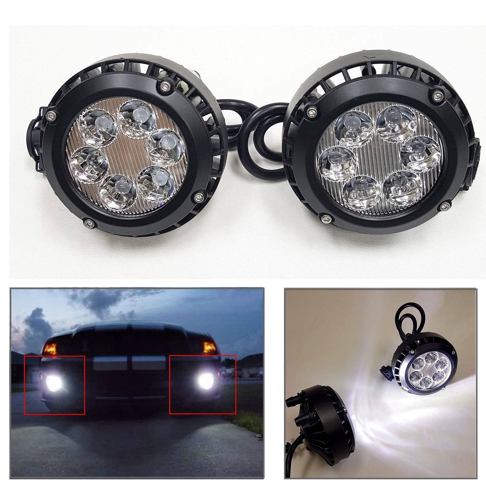 For 2007 2008 2009 2010 2011 2012 2013 2014 GMC Yukon  LED Clear Lens Fog Driving Lights Lamps Pair OEM#GM2590104 / 15839896