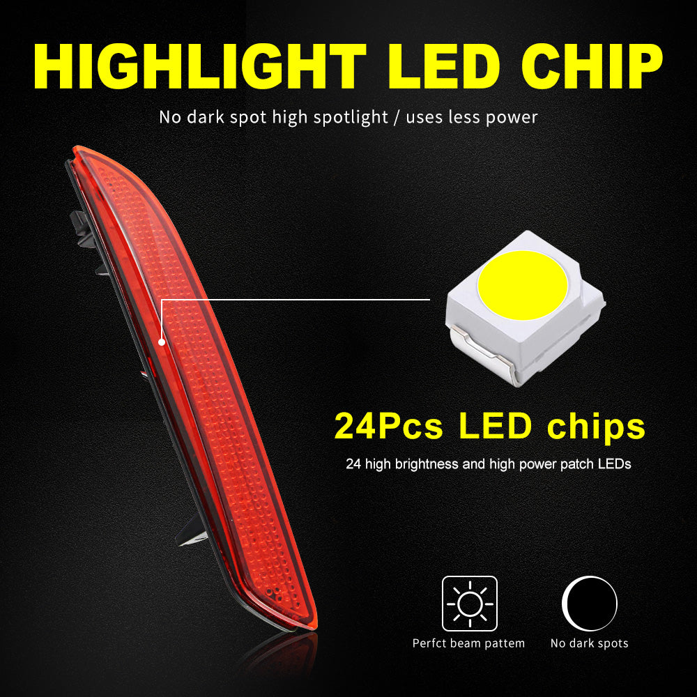 2x Red Lens LED Bumper Reflector Tail Brake Light For Acura TSX Honda CR-Z/ Insight/CR-V OEM#HO1185103, HO1184103, 33505SLJ013, 33555SLJ013, 13461865