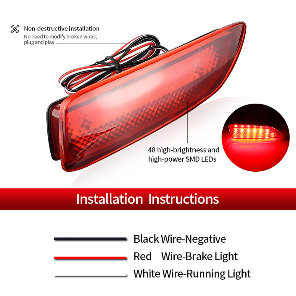 2x Red Len LED Bumper Brake Light Lamps For 2011 2012 2013 Lexus CT200h