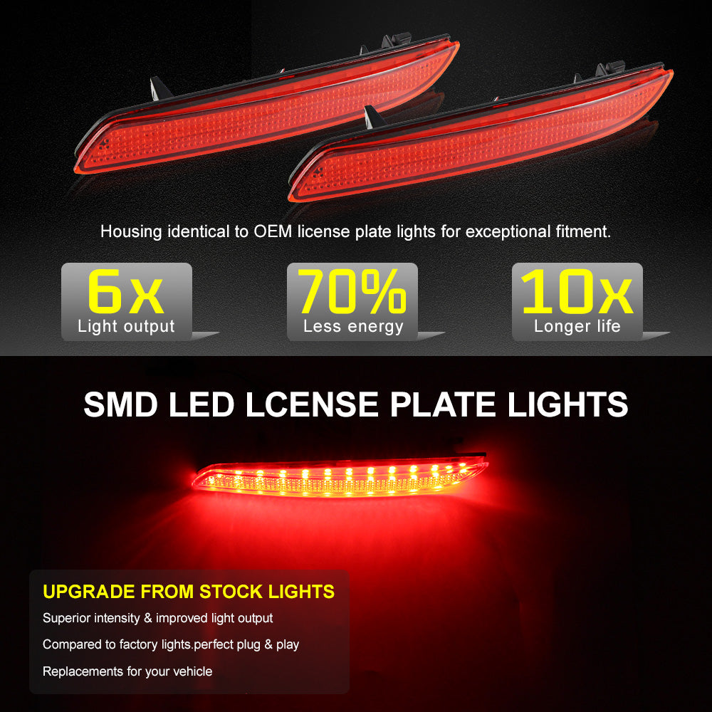 2x Red Lens LED Bumper Reflector Tail Brake Light For Acura TSX Honda CR-Z/ Insight/CR-V OEM#HO1185103, HO1184103, 33505SLJ013, 33555SLJ013, 13461865