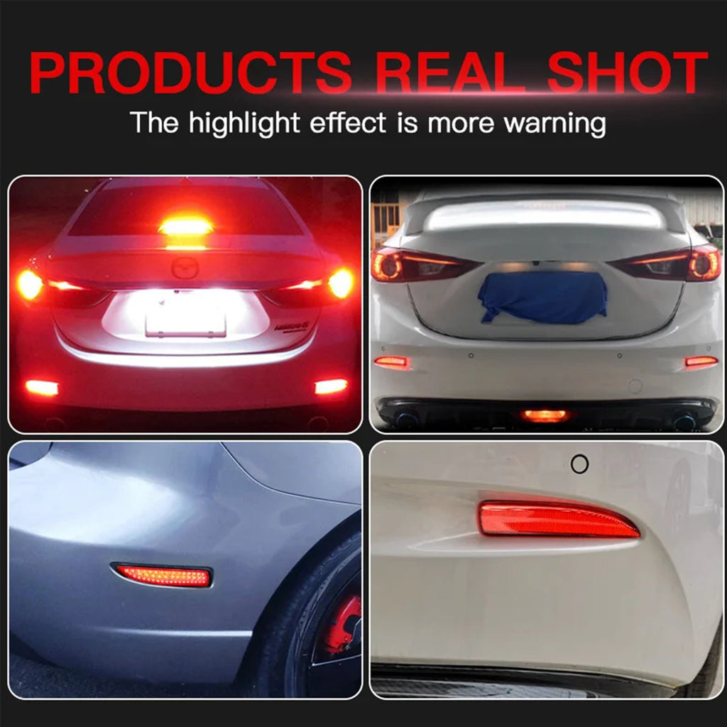 2x Red Lens Bumper Reflector LED Tail Stop Brake Light For Mazda 5 6 Mazda 3 4DR OEM#D350-51-5L0C, D350-51-5L0E; D350-51-5M0C, D350-51-5M0E