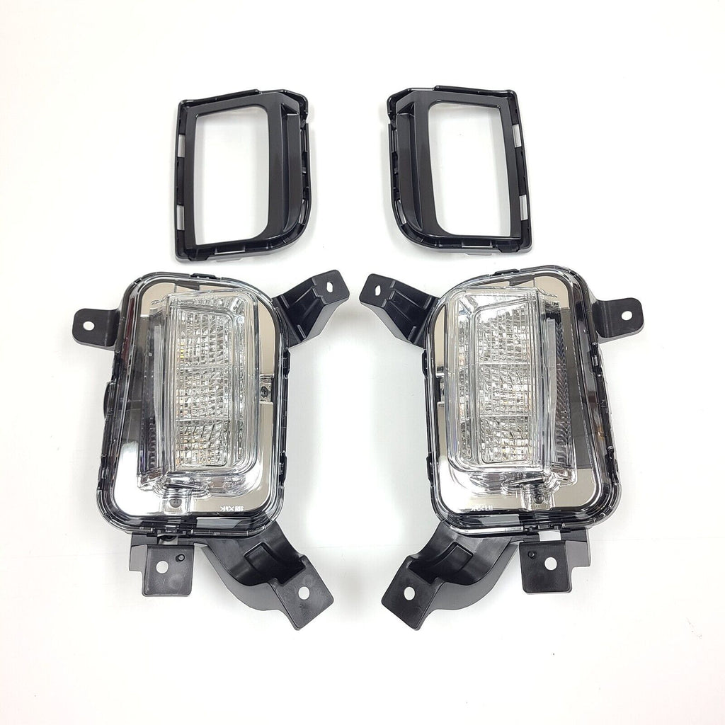 Clear Lens LED Fog Lights Kit For 2016-2017 GMC Terrain Denali, SL, SLE, SLT Trim Replacement Bezel Day Time Running Light DRL Amber Signal With Wires OEM# 84042389, 84042390 GM2562112, GM2563112,23372631, 23372632 GM1038190, GM1039190