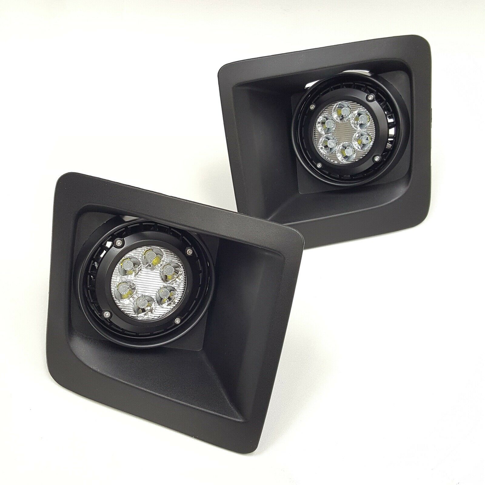 For 2014-2015 GMC Sierra with Built-in LED Front Bumper Clear Fog Driving Lights Bezel Pair OEM#15839896 /22902335 /22902334