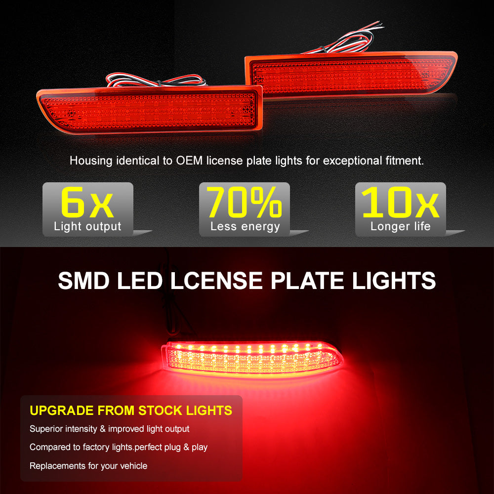 Red Lens 39-SMD LED Rear Bumper Reflector Tail Brake Light For 2008-2014 Scion xD/2006-2012 Toyota RAV4