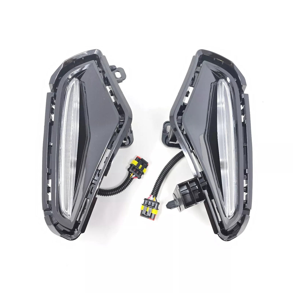 Dual Color LED DRL Signal Fog Light Kit For 2019-2025 Toyota Rav4 LE XLE Hybrid SE XSE with Bezel Wire & Daytime Running Light Amber Turn Signal Light