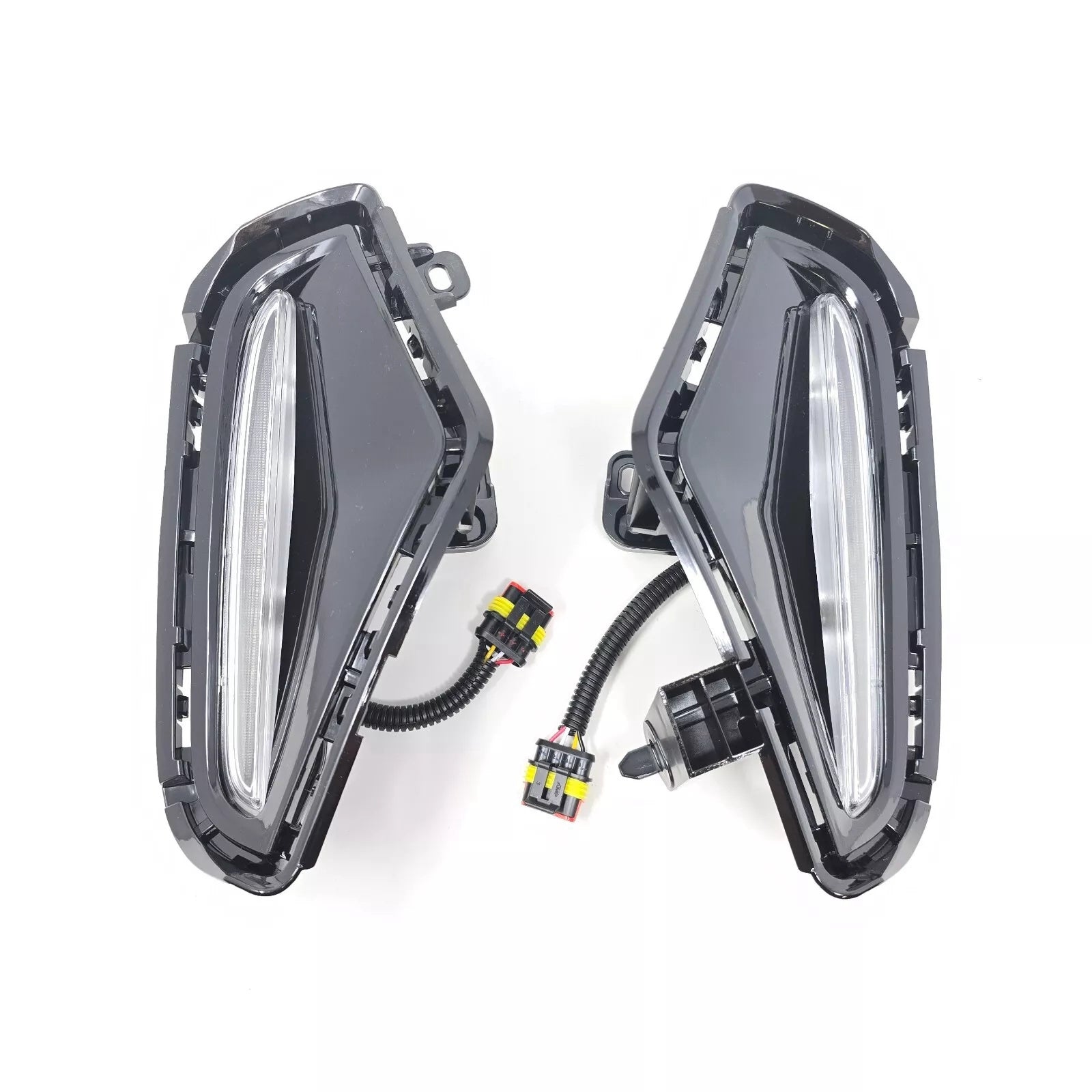 Dual Color LED DRL Signal Fog Light Kit For 2019-2025 Toyota Rav4 LE XLE Hybrid SE XSE with Bezel Wire & Daytime Running Light Amber Turn Signal Light