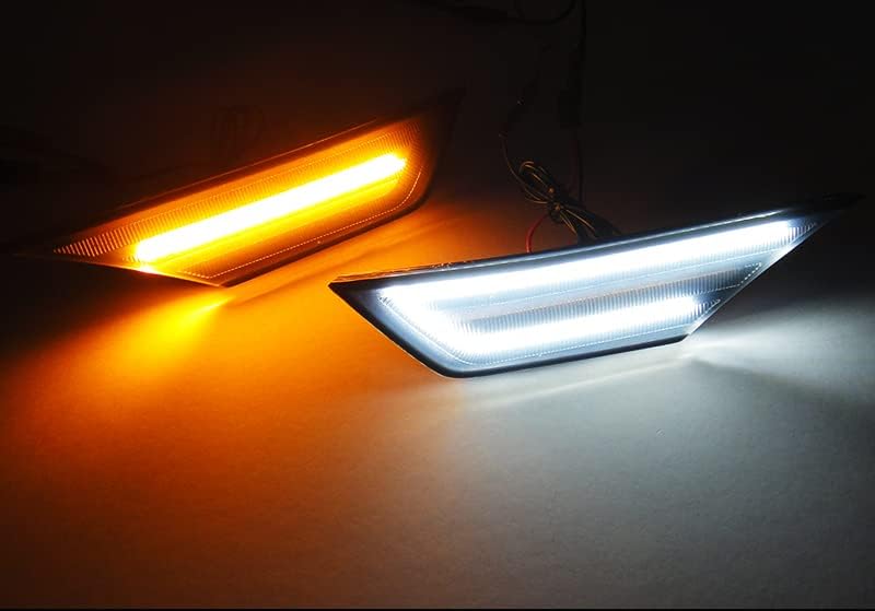 LED Front Black Bumper Amber Side Marker Turn Signal Light & DRL For Honda Civic OEM#33850TBAA02/33800TBAA02, 33850-TBA-A02, 33850-TBA-A01; 33800-TBA-A02, 33800-TBA-A01; 34300-TET-H01, 34350-TET-H01
