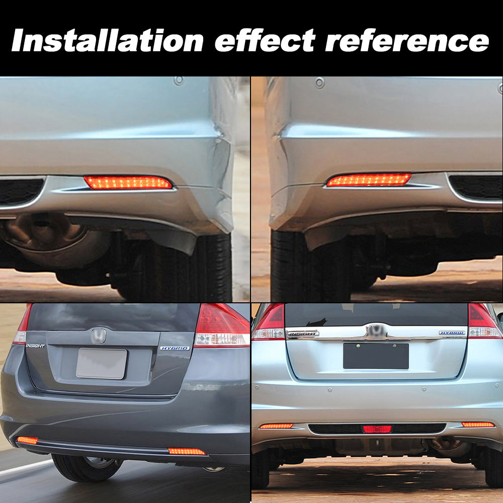 2x Red Lens LED Bumper Reflector Tail Brake Light For Acura TSX Honda CR-Z/ Insight/CR-V OEM#HO1185103, HO1184103, 33505SLJ013, 33555SLJ013, 13461865
