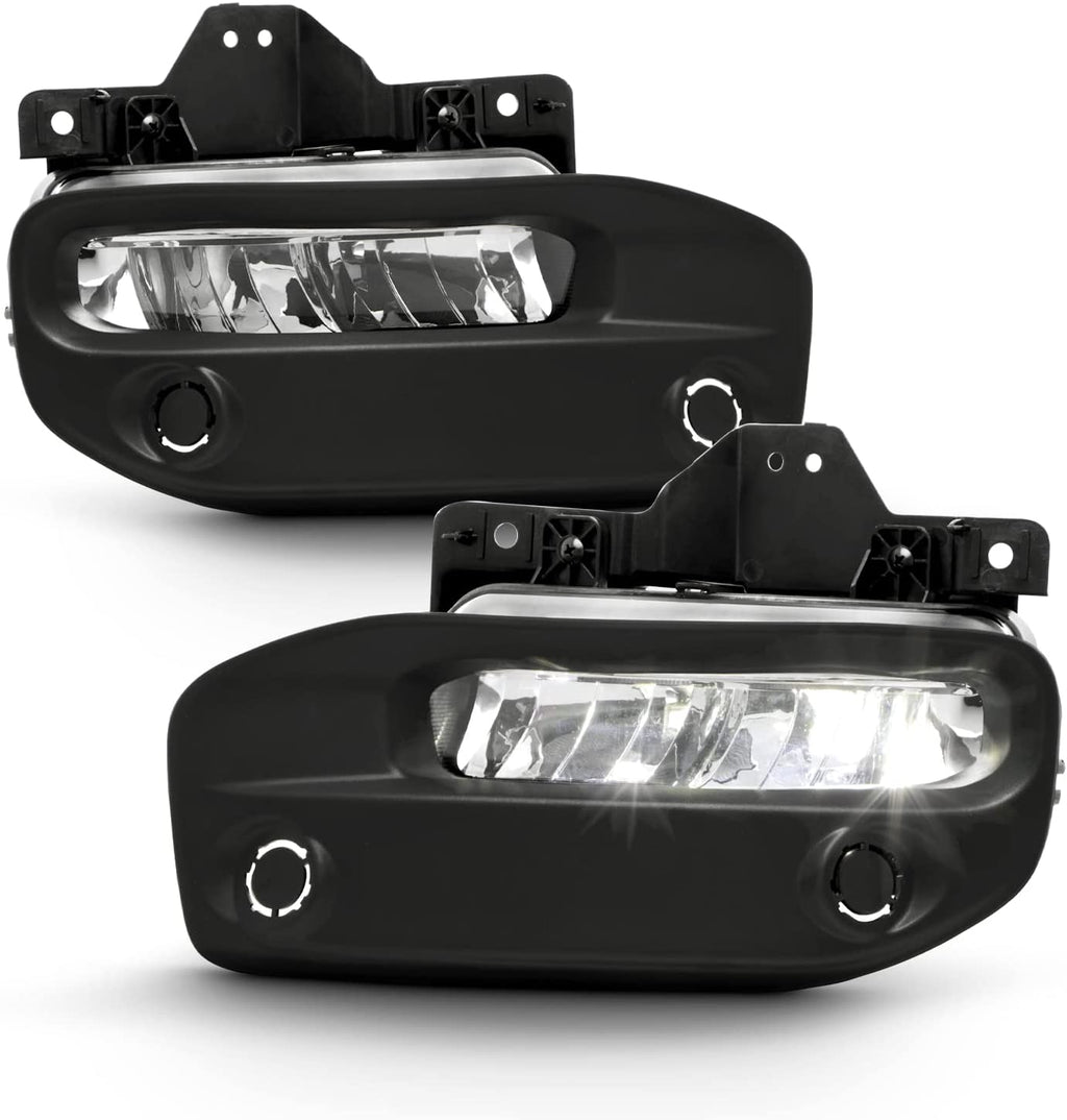 Clear Lens Fog Lights Kit For 2019-2024 Ram 2500 3500, OE Style Clear Lens Built-In LED Fog Lamps Assembly With Mounting Brackets Wire Harness Switch Bezels OEM# ‎68273291AB, 68273292AB, 68449338AA