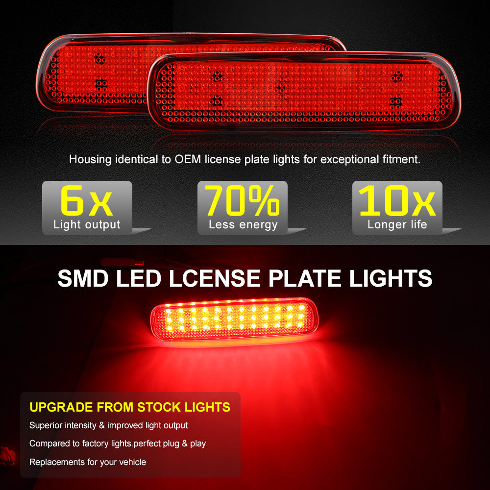 2x Red Bumper Reflector LED Tail Brake Stop Lights For 1998-2007 Toyota Land Cruiser / Land Cruiser Amazon / Land Cruiser Cygnus / 100-Series Cruisers