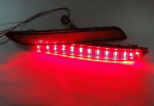2x Red Lens LED Bumper Reflector Tail Brake Light For Acura TSX Honda CR-Z/ Insight/CR-V OEM#HO1185103, HO1184103, 33505SLJ013, 33555SLJ013, 13461865