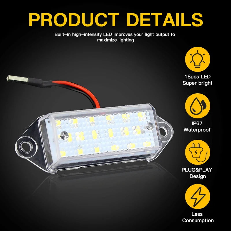 2x White 6000K 18-SMD LED License Plate Lights For Mitsubishi Lancer Evolution X