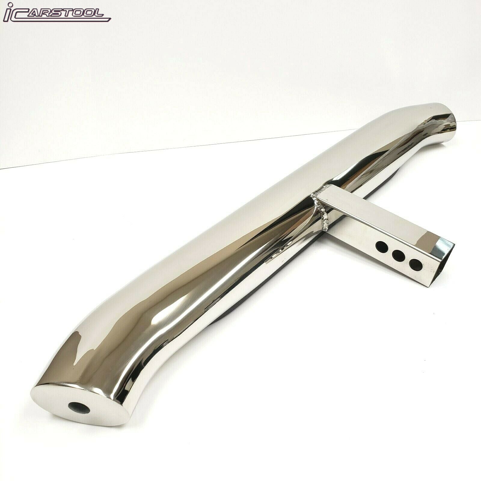 Universal Truck Trailer Rear Bumper Guard 36" Length x 3" Height x 4" Width Steel Towing Hitch Step Bar 2" Receiver Chrome 4" Oval Curved