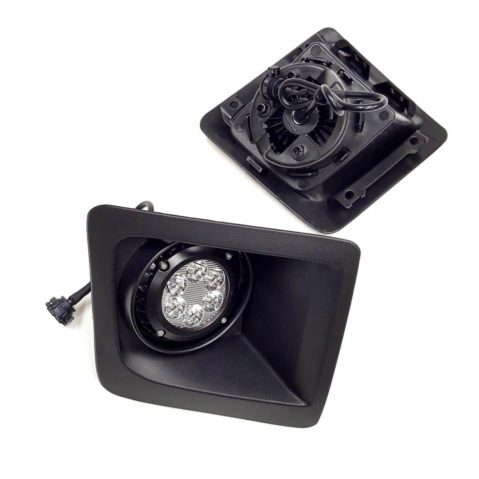 For 2014-2015 GMC Sierra with Built-in LED Front Bumper Clear Fog Driving Lights Bezel Pair OEM#15839896 /22902335 /22902334