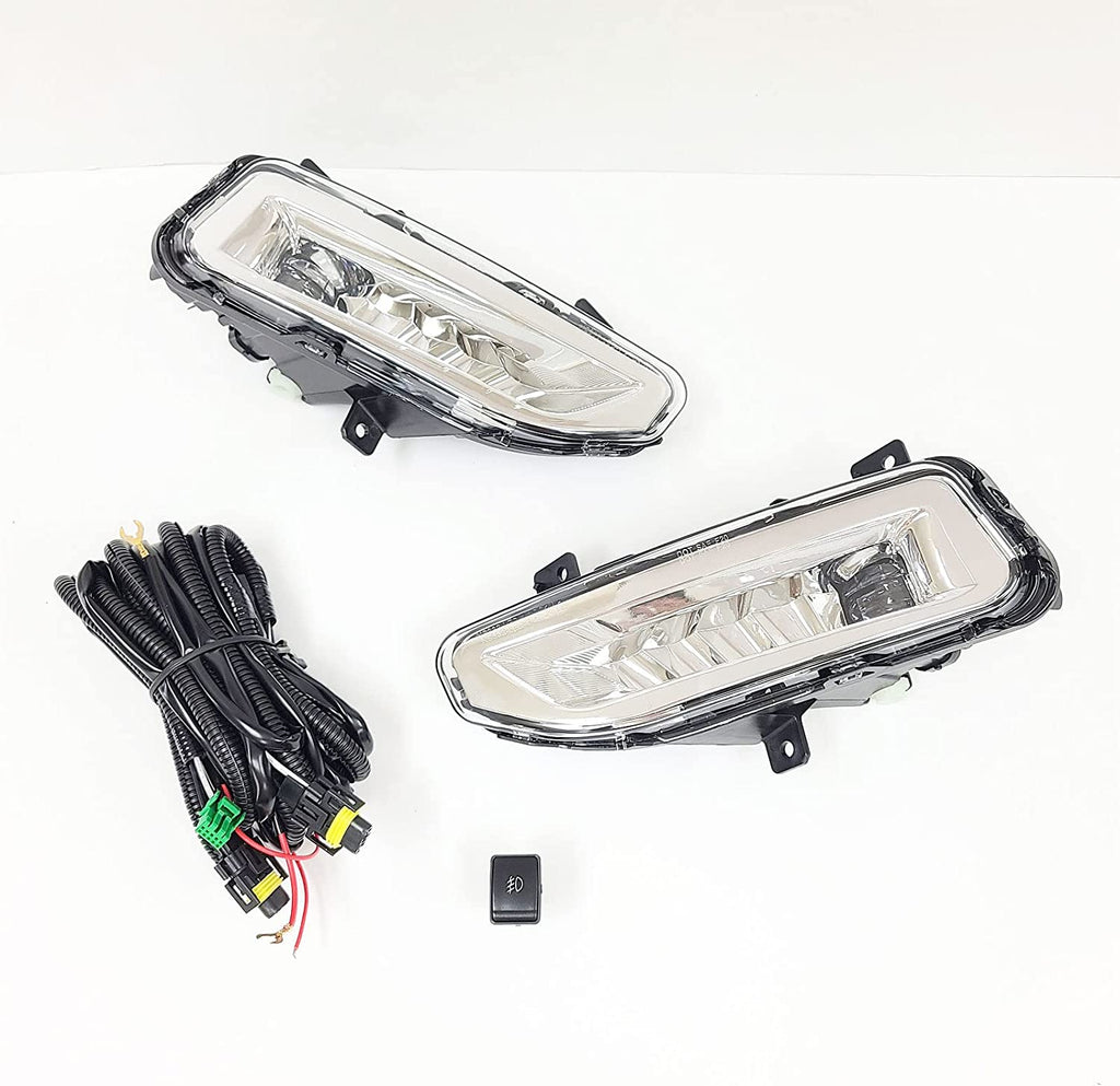 Clear Lens LED Fog Lights Kit For 2020 2021 Nissan Rogue Sport  with Wires Switch Relay 6000K White OEM#261558995A, 261508995A,NI2592139, NI2593139