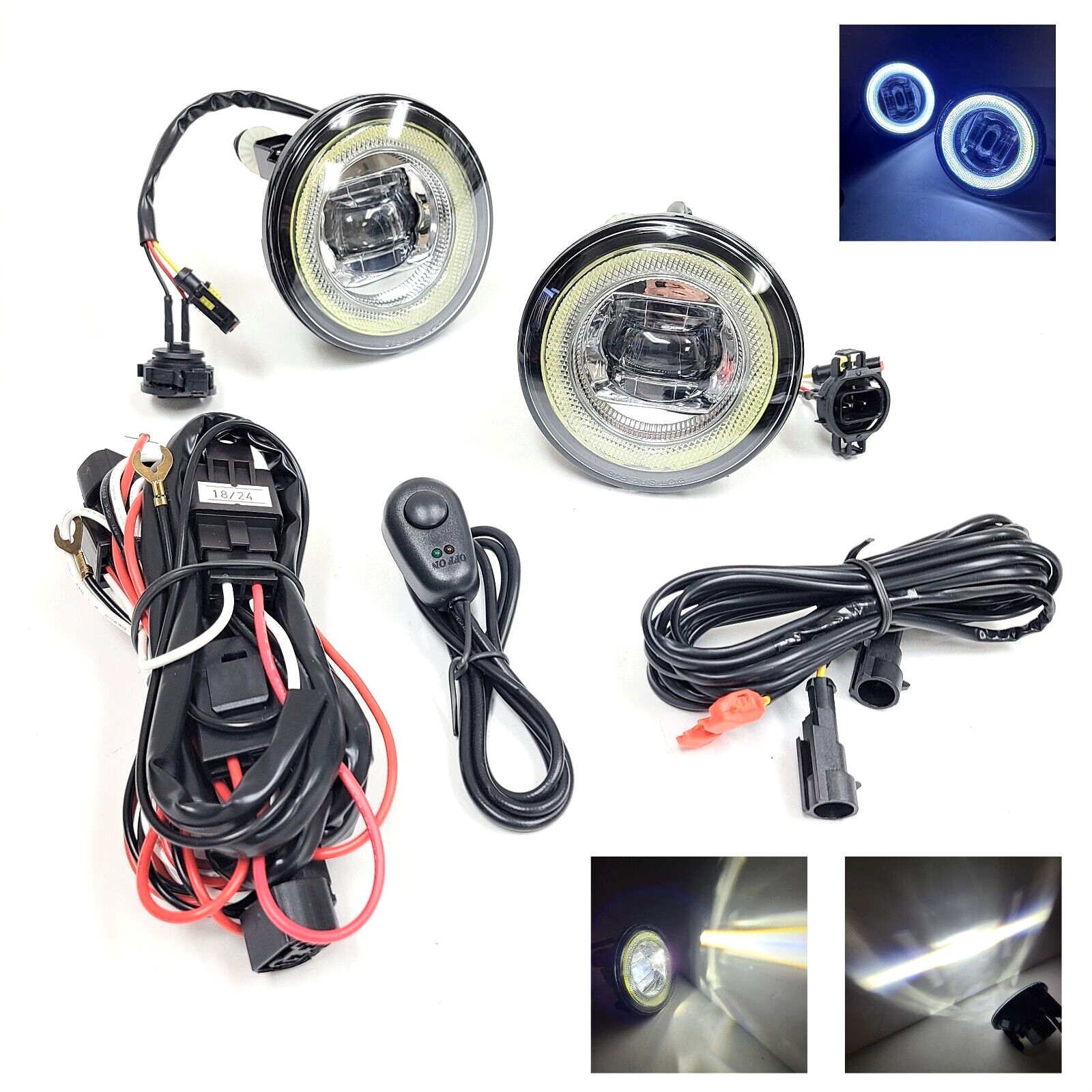 Clear Lens LED Fog Driving Lights Kit Halo For Chevy 2007-2013 Avalanche/ 2010-2013 Camaro with Wires Switch