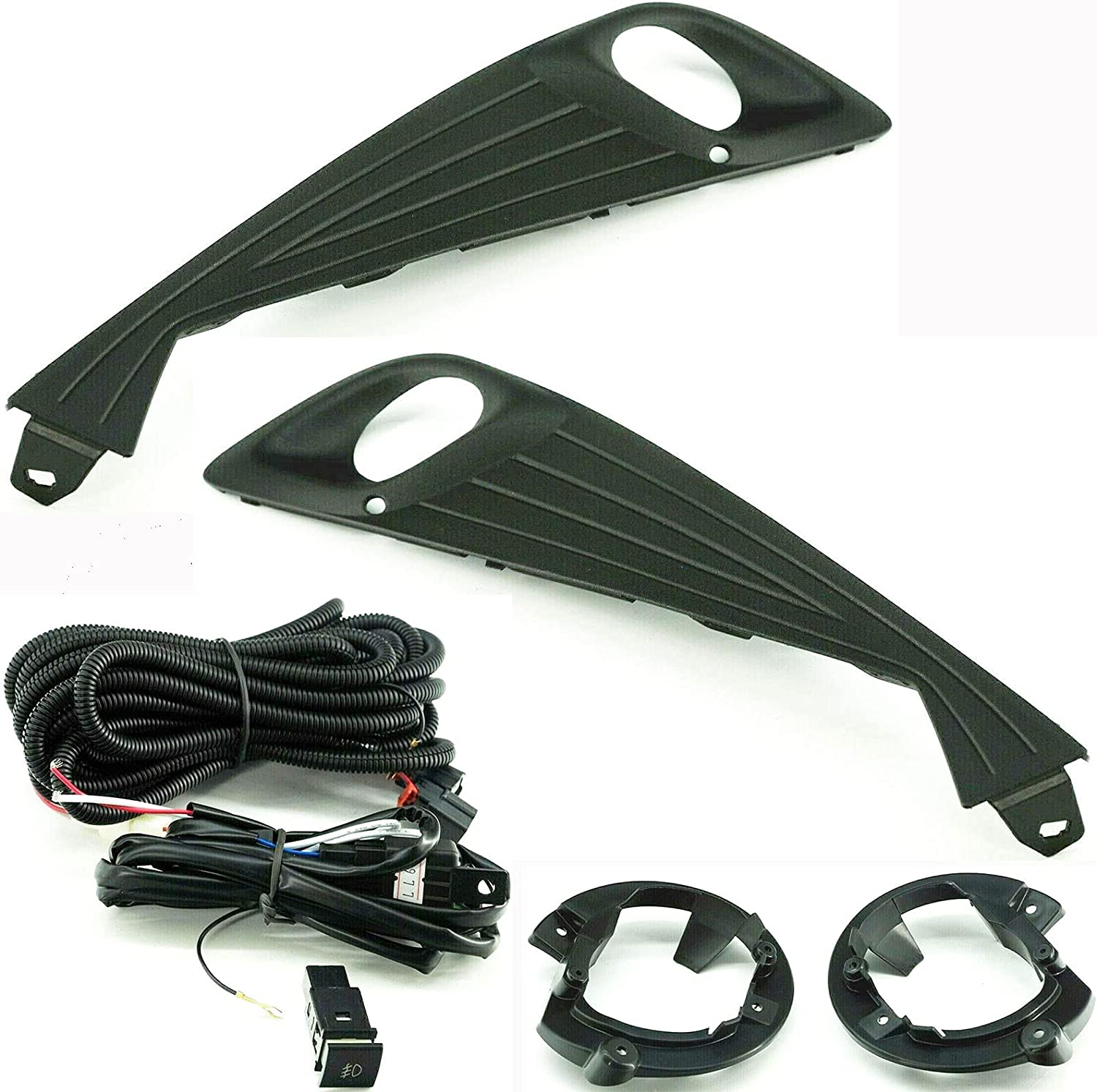 Built-in LED Fog Lights  For 2020 2021 Toyota CHR C-HR (OE Style Clear Lens with Bezels, Bracket, Switch, Wires)