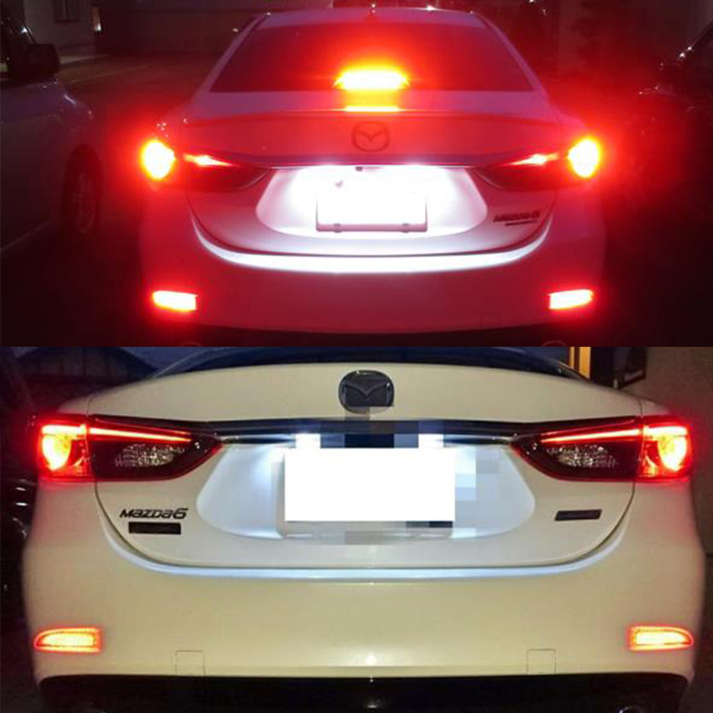 2x Red Lens Bumper Reflector LED Tail Stop Brake Light For Mazda 5 6 Mazda 3 4DR OEM#D350-51-5L0C, D350-51-5L0E; D350-51-5M0C, D350-51-5M0E