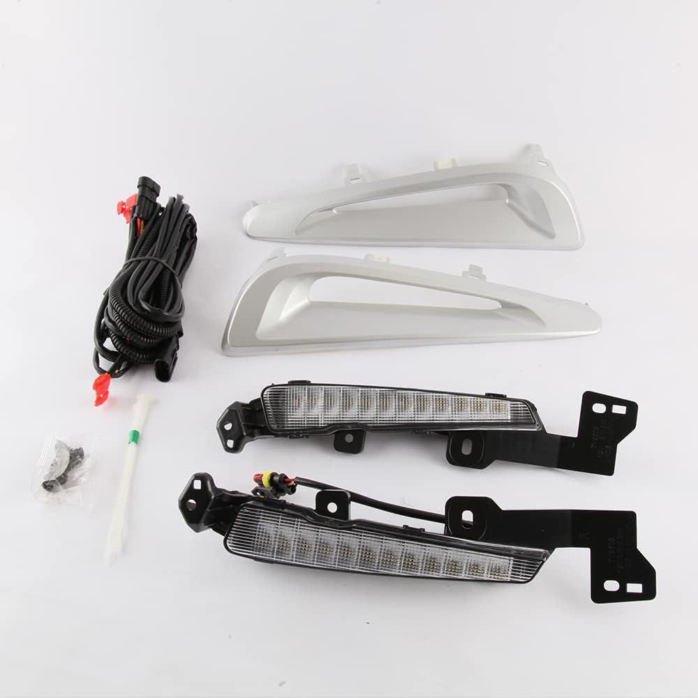  For 2019-2022 Toyota Prius Built-in LED Fog light w/DRL - White LED Running Lights + Yellow Signal Lights Kit - Complete with Bezels and Wiring Harness - OE Fitment