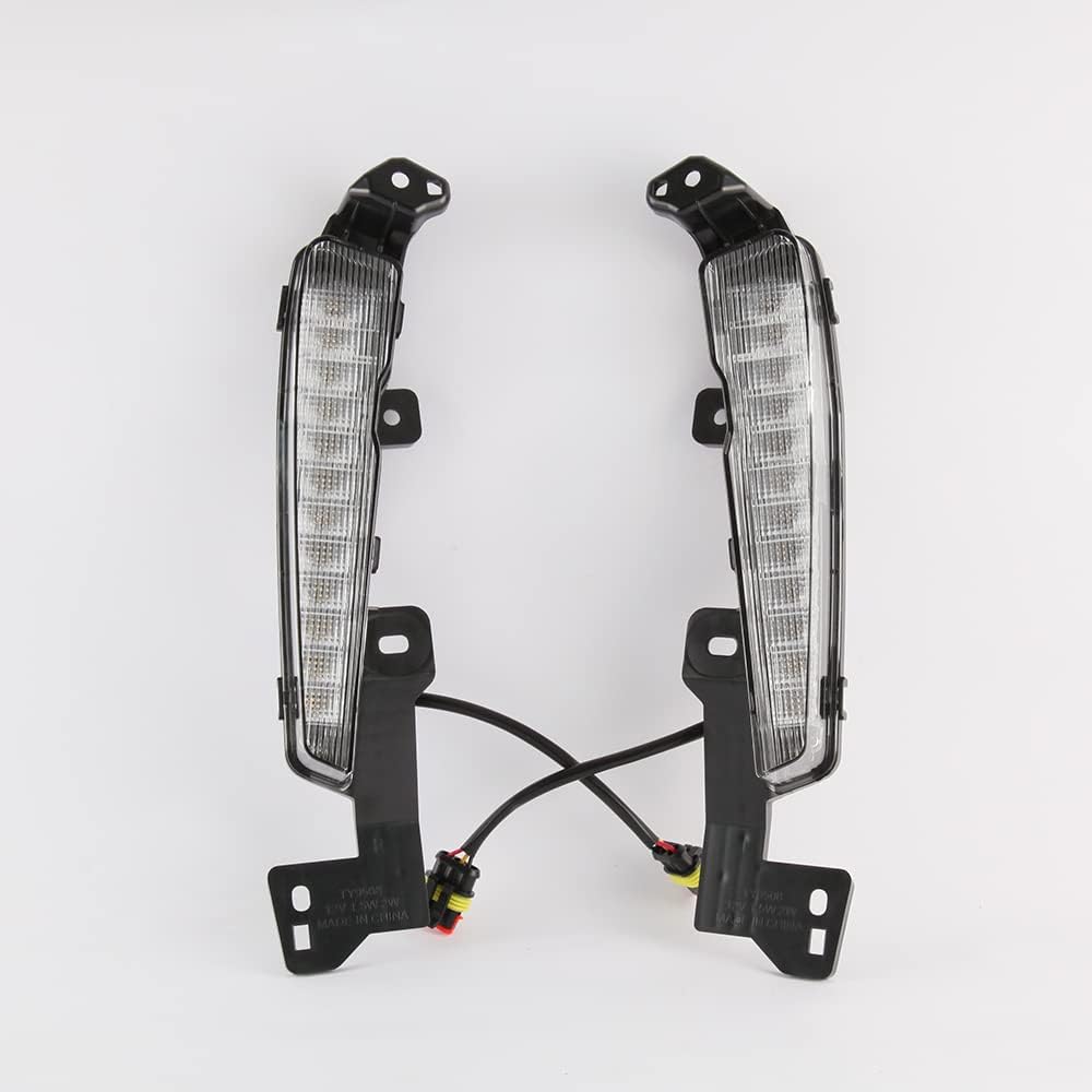  For 2019-2022 Toyota Prius Built-in LED Fog light w/DRL - White LED Running Lights + Yellow Signal Lights Kit - Complete with Bezels and Wiring Harness - OE Fitment