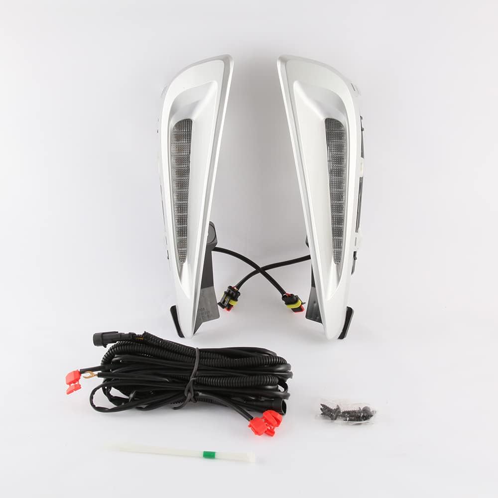  For 2019-2022 Toyota Prius Built-in LED Fog light w/DRL - White LED Running Lights + Yellow Signal Lights Kit - Complete with Bezels and Wiring Harness - OE Fitment