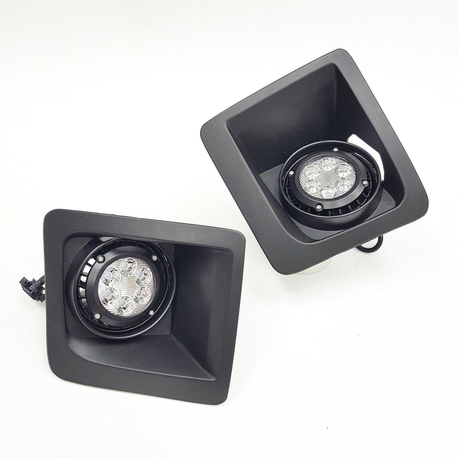 For 2014-2015 GMC Sierra with Built-in LED Front Bumper Clear Fog Driving Lights Bezel Pair OEM#15839896 /22902335 /22902334