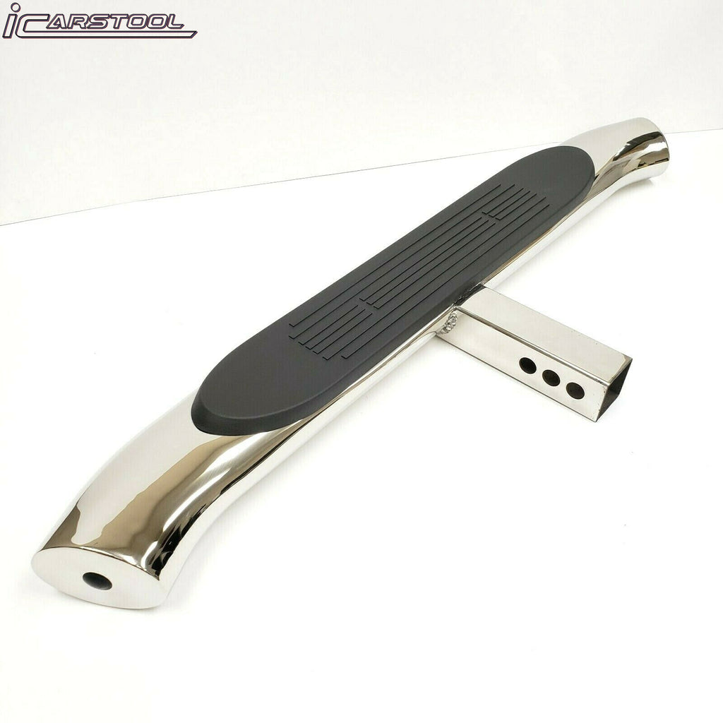 Universal Truck Trailer Rear Bumper Guard 36" Length x 3" Height x 4" Width Steel Towing Hitch Step Bar 2" Receiver Chrome 4" Oval Curved