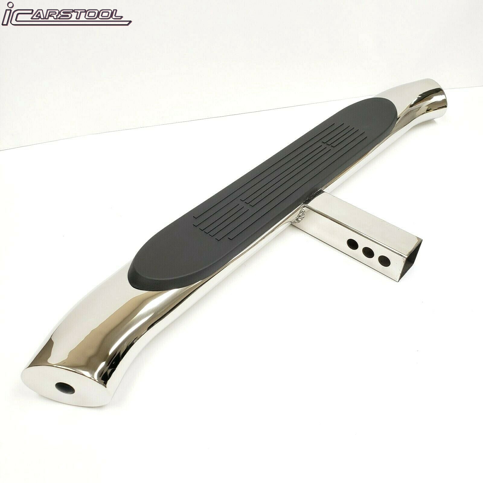 Universal Truck Trailer Rear Bumper Guard 36" Length x 3" Height x 4" Width Steel Towing Hitch Step Bar 2" Receiver Chrome 4" Oval Curved