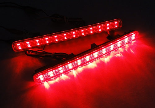 For 2009-2014 Acura TSX Red Lens 48-LED Rear Bumper Reflector Brake Lights Lamps