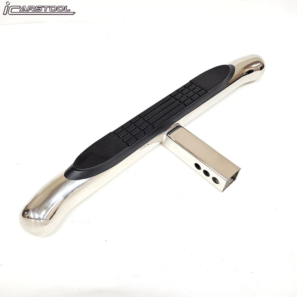 For 2" Receiver Truck RV SUV Heavy Duty Steel Tow Hitch Step Bar Bumper Guard Protect Chrome 28x3 Polish Anti Slip Pad Round Curved Ends