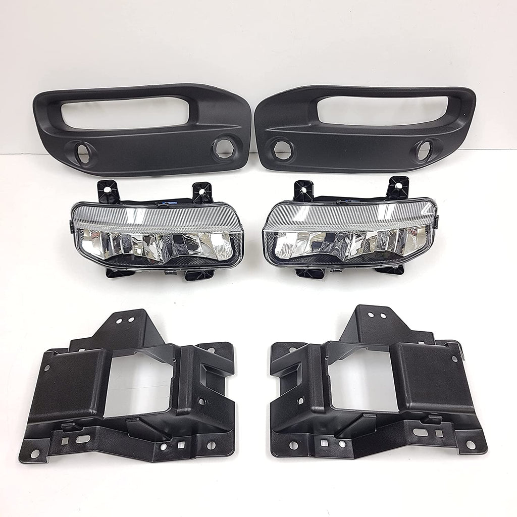 Clear Lens Fog Lights Kit For 2019-2024 Ram 2500 3500, OE Style Clear Lens Built-In LED Fog Lamps Assembly With Mounting Brackets Wire Harness Switch Bezels OEM# ‎68273291AB, 68273292AB, 68449338AA