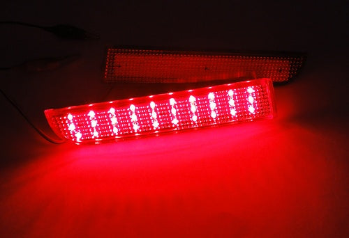 For 2008-2017 Mitsubishi Lancer EVO 2x Red Lens LED Bumper Reflect Brake Light Lamps